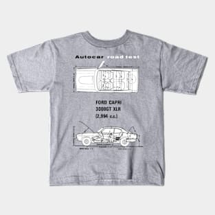 FORD CAPRI 3000GT - road test blueprint cutaway Kids T-Shirt